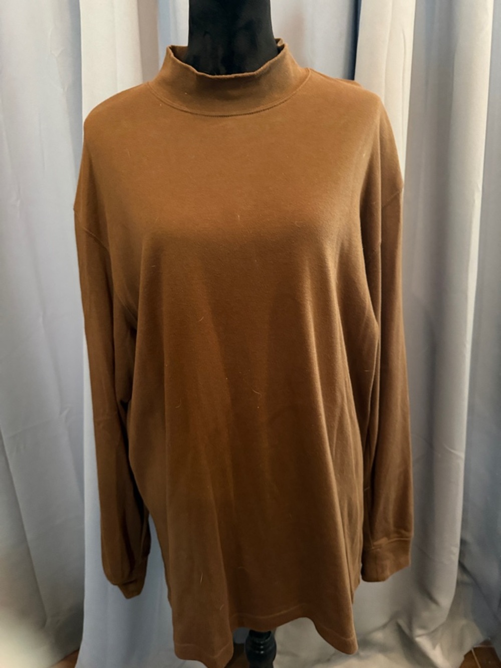St. John's Bay Brown Mock Neck Long Sleeve Shirt